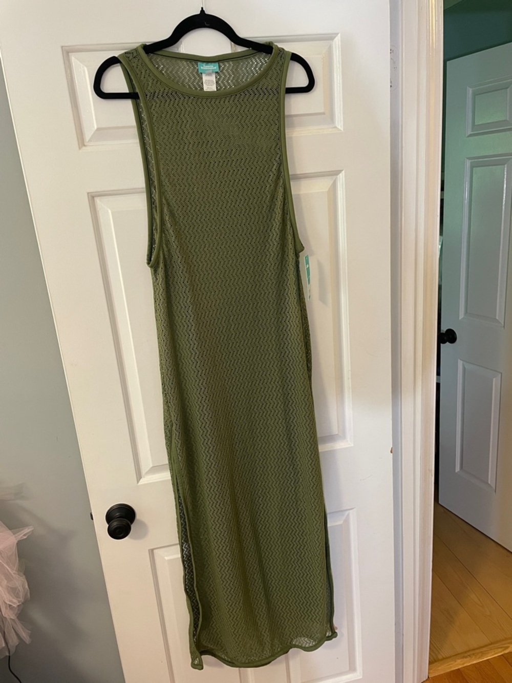 Sports Illustrated Swim Olive Green Sheer knit Sleeveless Maxi Coverup nwt large